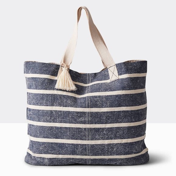 Linen Washed Striped Tote - NWT - Picture 2 of 2